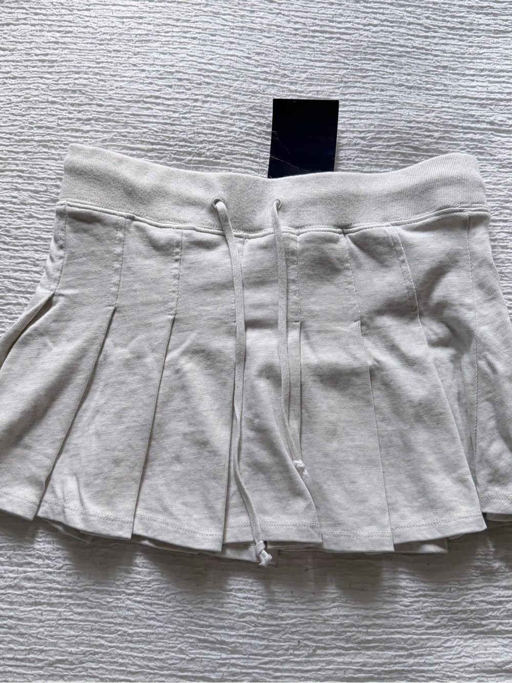 Brandy Melville Cream Pleated Drawstring Mini Skirt